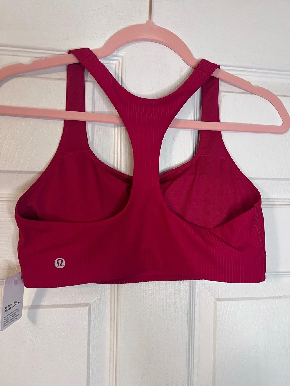 #615 Lululemon All-Time Hero Ribbed Sports Bra Mulberry Spark NWT Size S - Picture 2 of 7